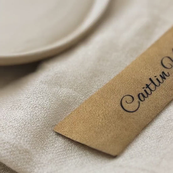 Personalised Faux Leather Place Names, Engraved Wedding Place Cards, Vegan Leather Name Tags, Table Setting Labels