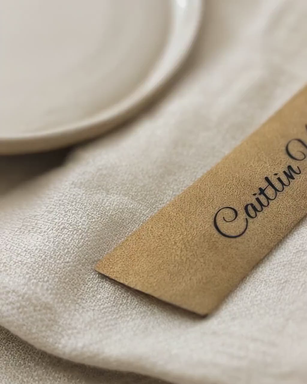 Personalised Faux Leather Place Names, Engraved Wedding Place Cards, Vegan Leather Name Tags, Table Setting Labels
